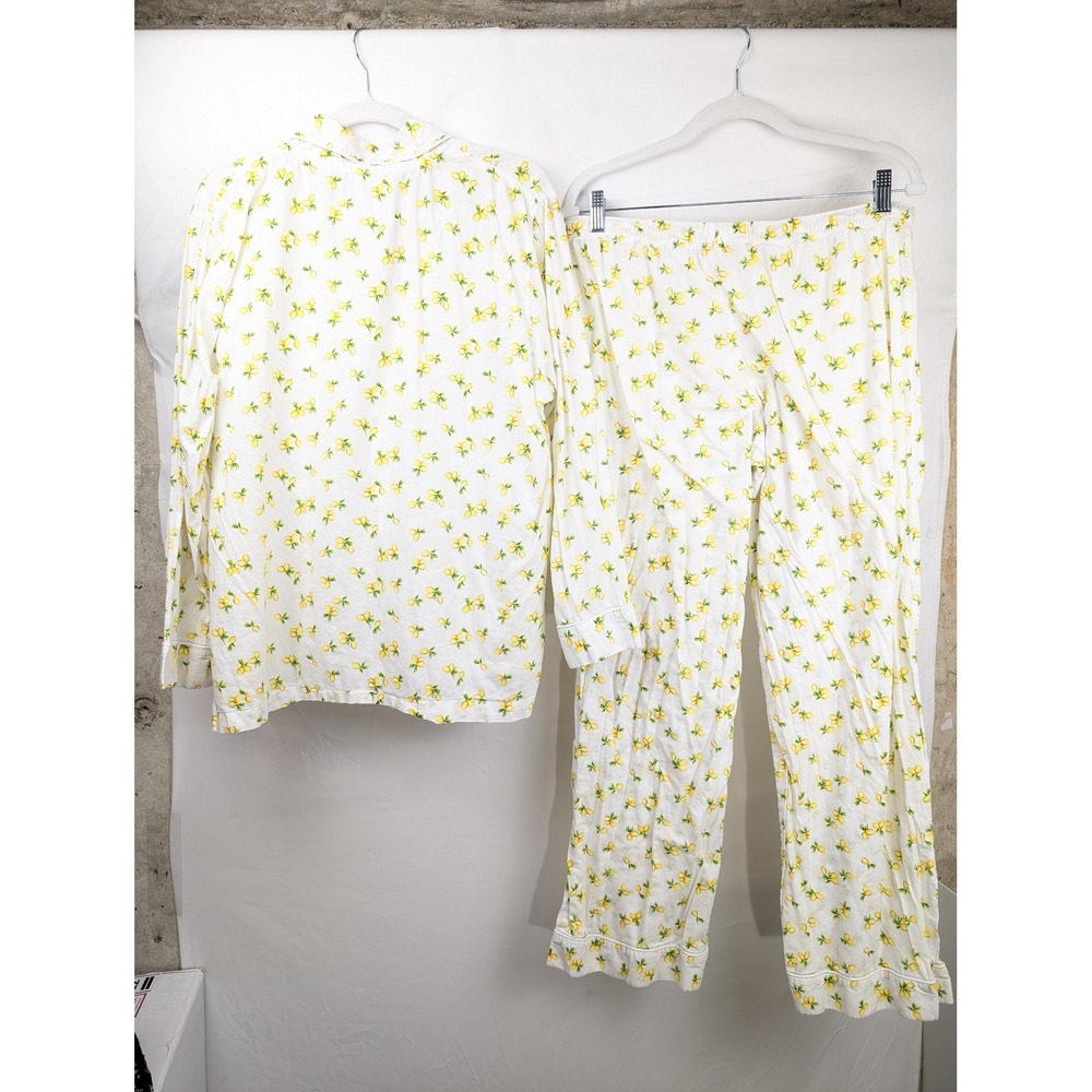 Victorias Secret Lemon Pajama Set Size L 100% Cotton Novelty Fruit Sleep Lounge - Picture 8 of 9